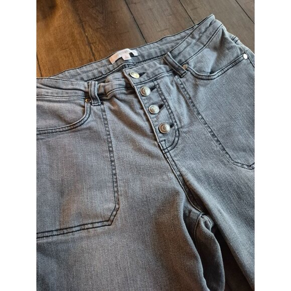 Daily Thread Gray High-Rise Wide-Leg Jeans Size 10 - Picture 2 of 6